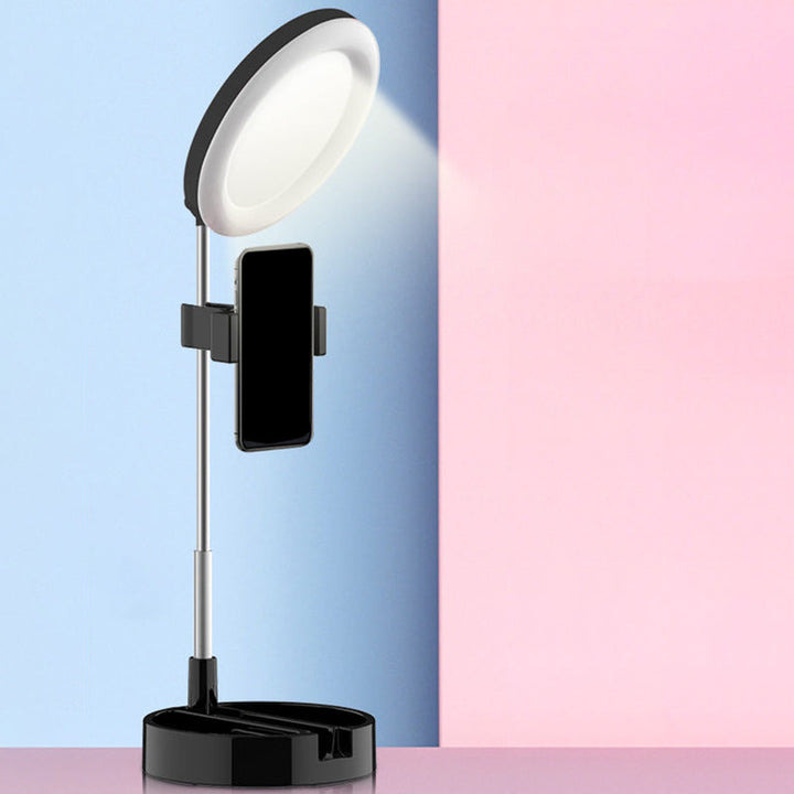 Lisslune | Minimal Ring LED Make-Up Lighting Metal Phone Holder USB Fill Flush Lamp in Black/White/Pink