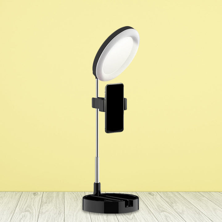 Lisslune | Minimal Ring LED Make-Up Lighting Metal Phone Holder USB Fill Flush Lamp in Black/White/Pink