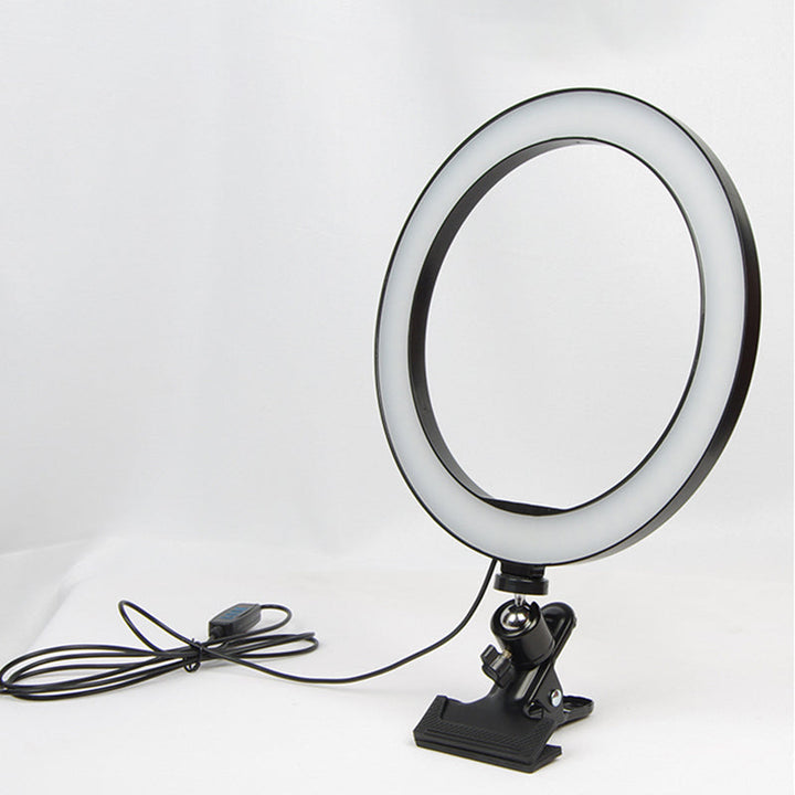 Lisslune | Mobile Phone Support LED Portable Mirror Light Minimalistic Black Clip On Fill Flush Lamp with Circle Metal Shade