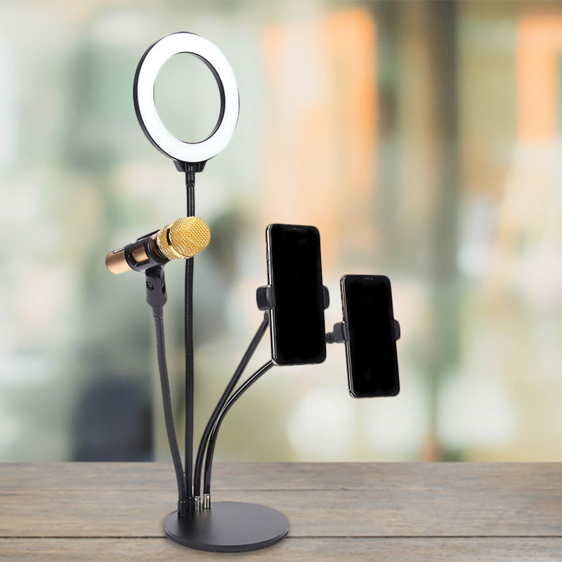 Lisslune | Black Circle Mirror Lighting Modernist Metal LED Fill Flash Lighting with USB Connection