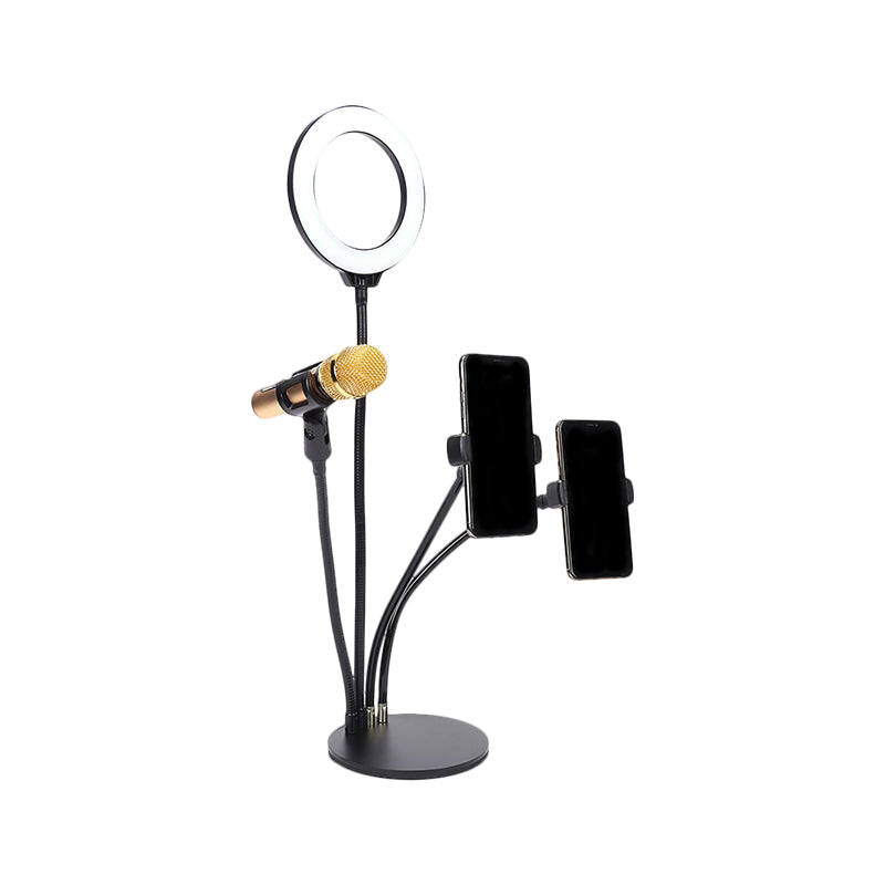 Lisslune | Black Circle Mirror Lighting Modernist Metal LED Fill Flash Lighting with USB Connection