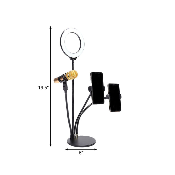 Lisslune | Black Circle Mirror Lighting Modernist Metal LED Fill Flash Lighting with USB Connection