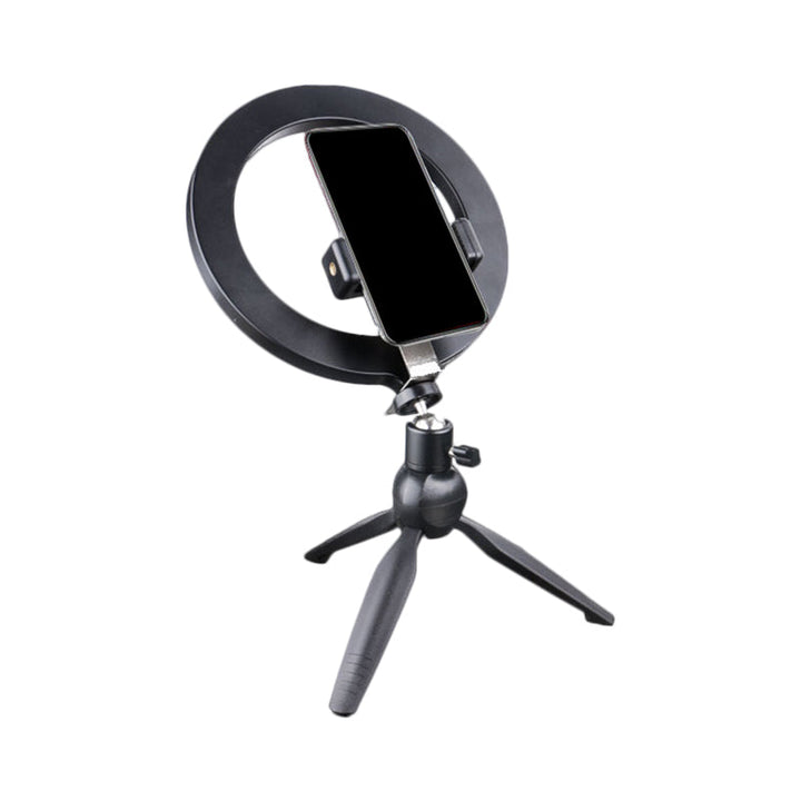 Lisslune | Phone Holder LED Makeup Light Minimalist Black Tripod Fill Light Lighting with Round Metal Shade