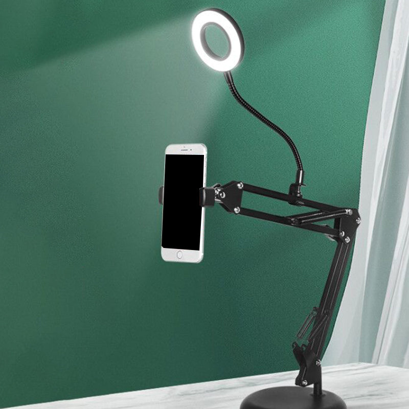 Lisslune | Metal Ring Vanity Lighting Contemporary LED Black Fill Flush Lamp with Adjustable Arm