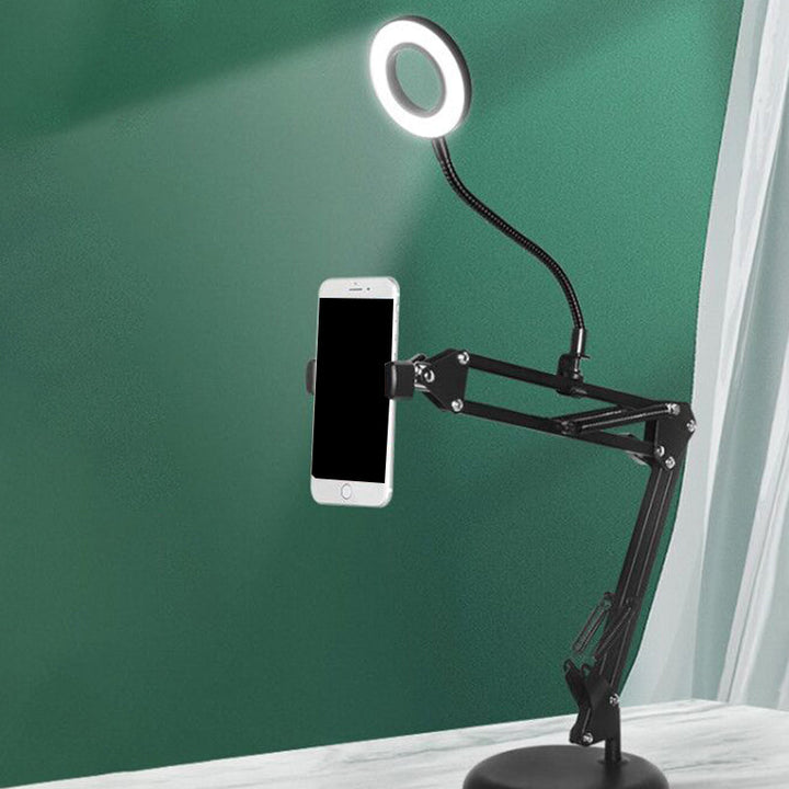 Lisslune | Metal Ring Vanity Lighting Contemporary LED Black Fill Flush Lamp with Adjustable Arm
