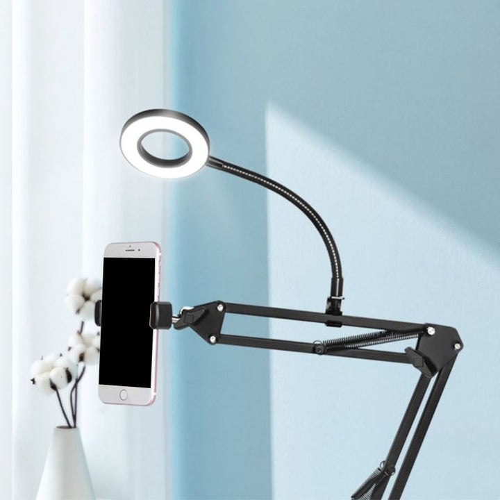 Lisslune | Metal Ring Vanity Lighting Contemporary LED Black Fill Flush Lamp with Adjustable Arm
