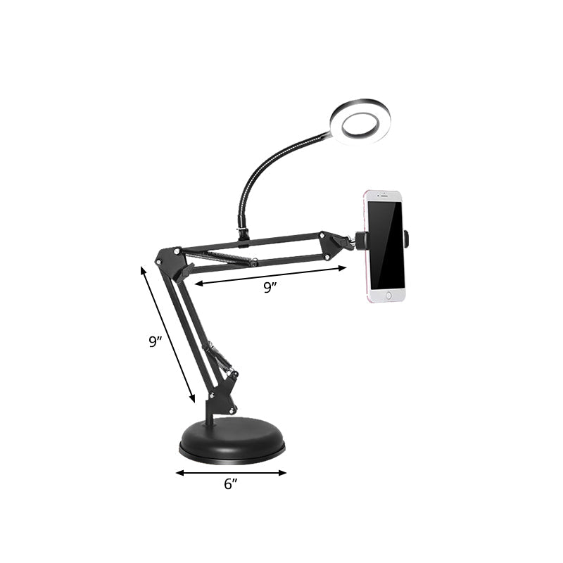 Lisslune | Metal Ring Vanity Lighting Contemporary LED Black Fill Flush Lamp with Adjustable Arm