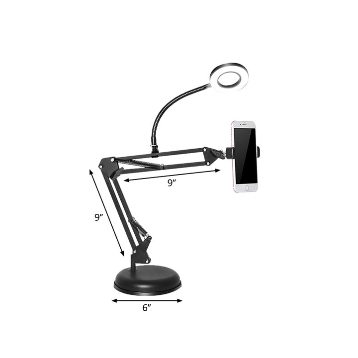 Lisslune | Metal Ring Vanity Lighting Contemporary LED Black Fill Flush Lamp with Adjustable Arm