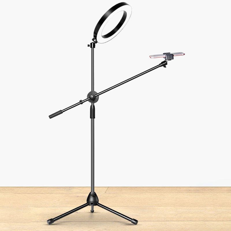 Lisslune | Black round LED mirror light Simple style Metallic USB-filled flush lighting with adjustable arm