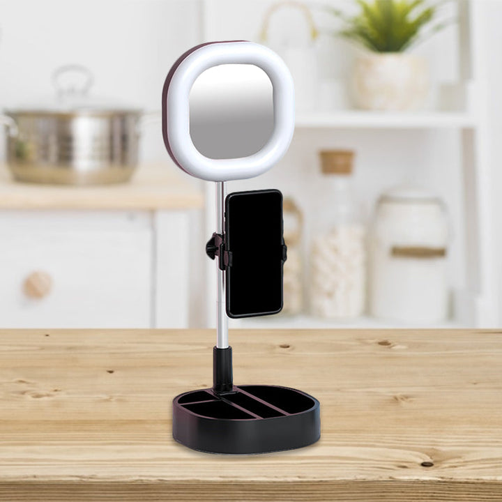 Lisslune | Square LED Mirror Light Simple Style Metallic Black/Pink/Blue Finish Fill Light with USB Connection
