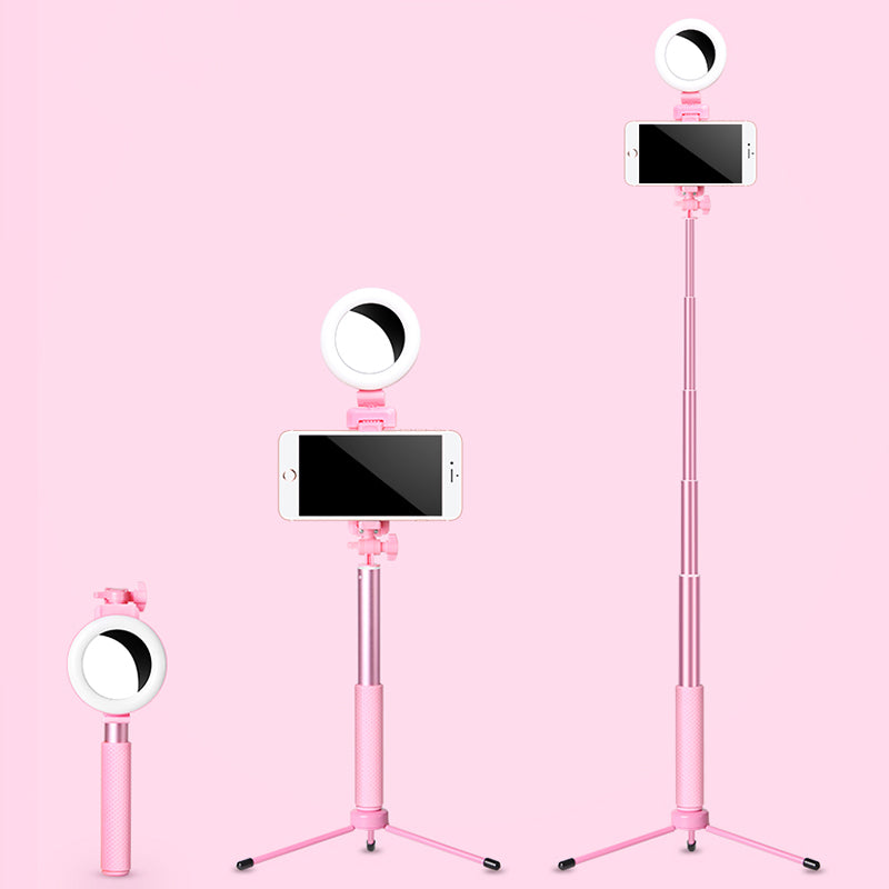 Lisslune | Modernist LED Mirror Lighting Pink Circle USB Fill Lamp with Metallic Shade, Design for Phone Holder