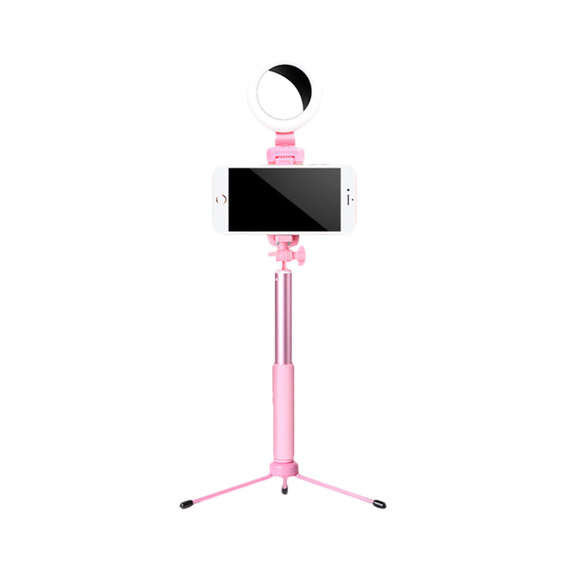 Lisslune | Modernist LED Mirror Lighting Pink Circle USB Fill Lamp with Metallic Shade, Design for Phone Holder