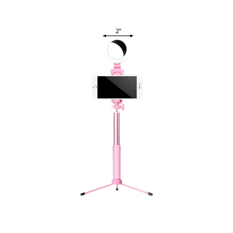 Lisslune | Modernist LED Mirror Lighting Pink Circle USB Fill Lamp with Metallic Shade, Design for Phone Holder