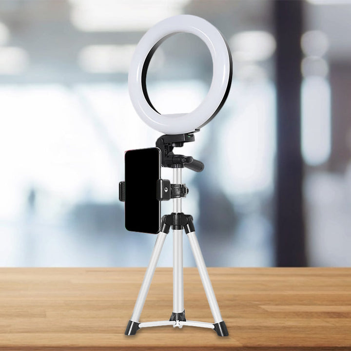 Lisslune | Circle Metallic Vanity Lighting Modern Style Black USB LED Fill Flash Light with Tripod Design