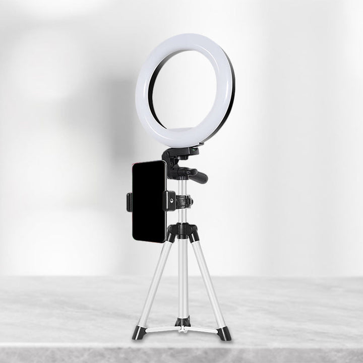 Lisslune | Circle Metallic Vanity Lighting Modern Style Black USB LED Fill Flash Light with Tripod Design