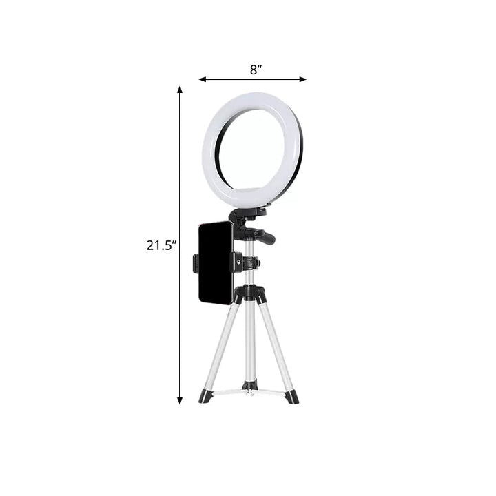 Lisslune | Circle Metallic Vanity Lighting Modern Style Black USB LED Fill Flash Light with Tripod Design