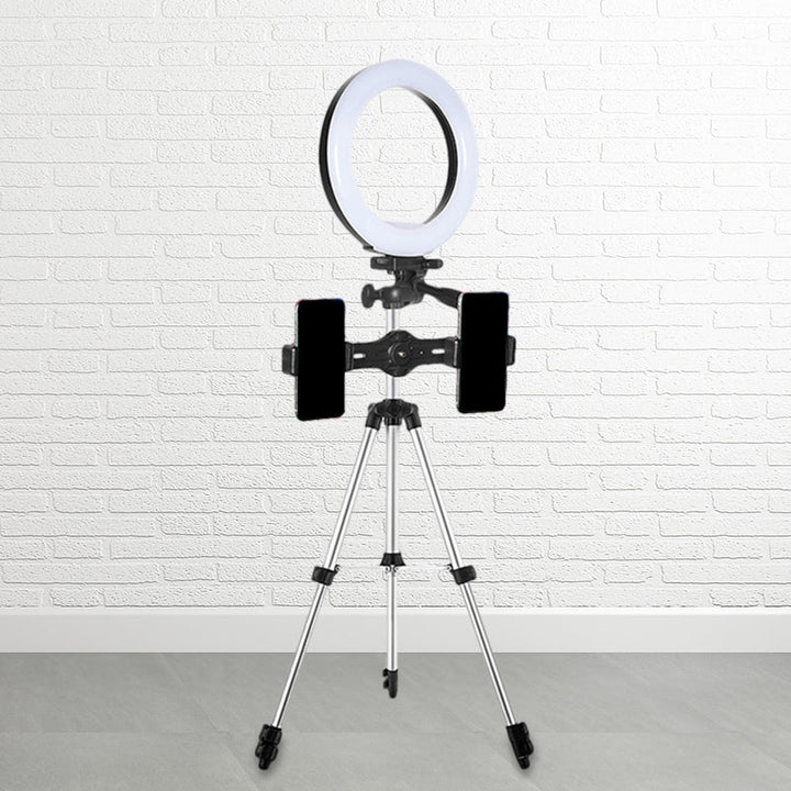 Lisslune | Circle Metallic Vanity Lighting Modern Style Black USB LED Fill Flash Light with Tripod Design