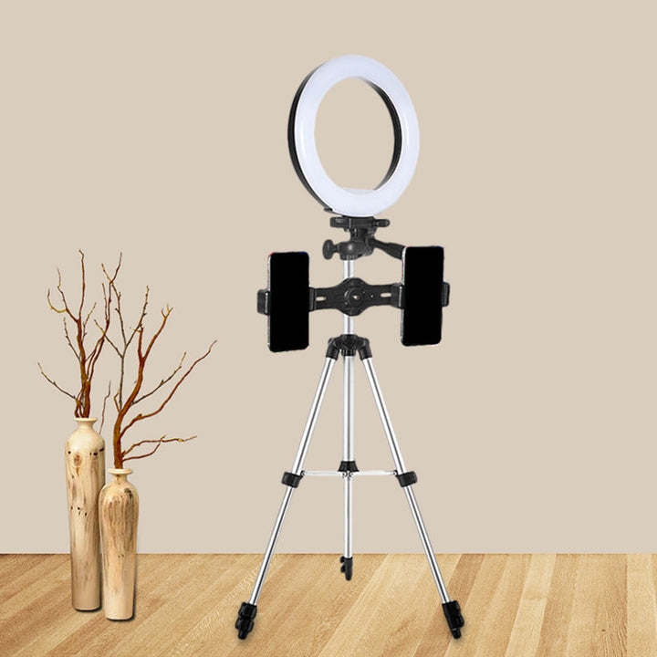 Lisslune | Circle Metallic Vanity Lighting Modern Style Black USB LED Fill Flash Light with Tripod Design
