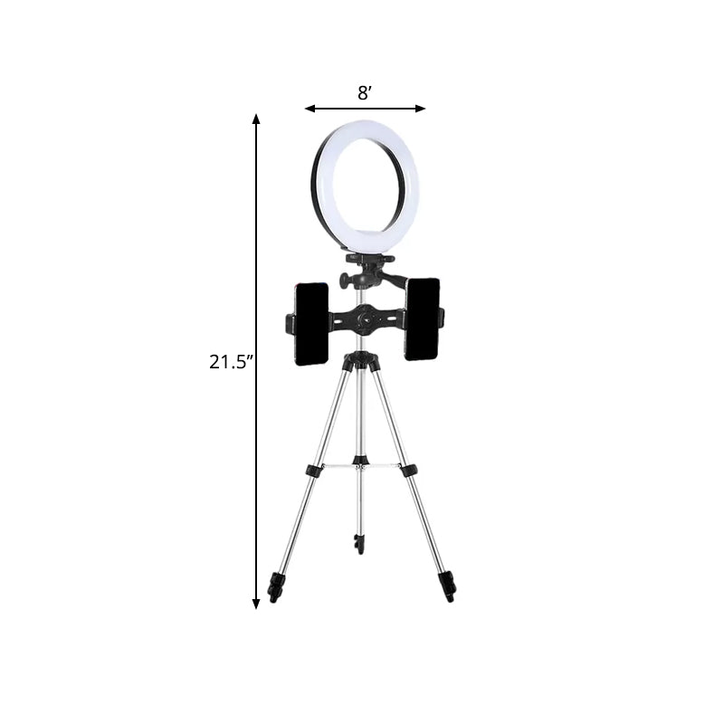 Lisslune | Circle Metallic Vanity Lighting Modern Style Black USB LED Fill Flash Light with Tripod Design