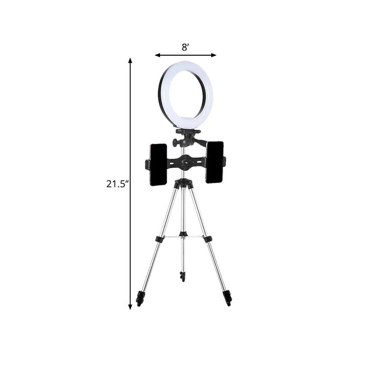 Lisslune | Circle Metallic Vanity Lighting Modern Style Black USB LED Fill Flash Light with Tripod Design