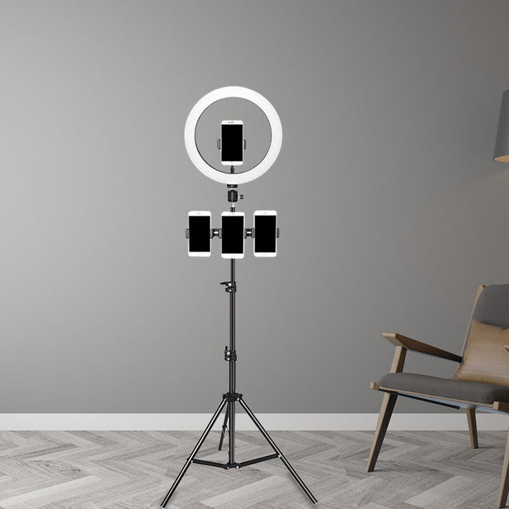Lisslune | Minimalistic Round Mirror Light Metal Mobile Holder Design LED Fill Lighting in Black