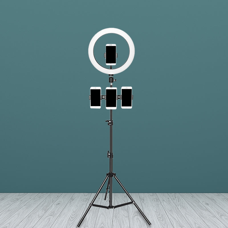 Lisslune | Minimalistic Round Mirror Light Metal Mobile Holder Design LED Fill Lighting in Black