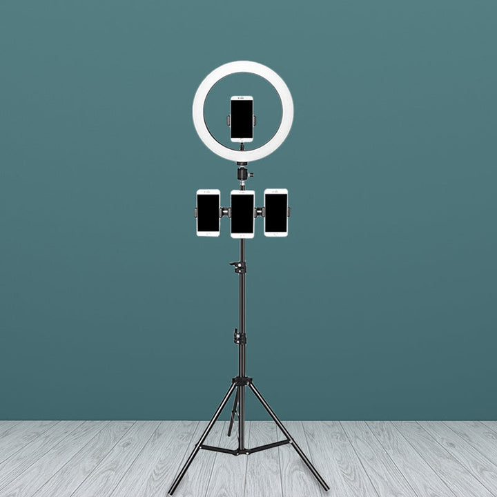Lisslune | Minimalistic Round Mirror Light Metal Mobile Holder Design LED Fill Lighting in Black