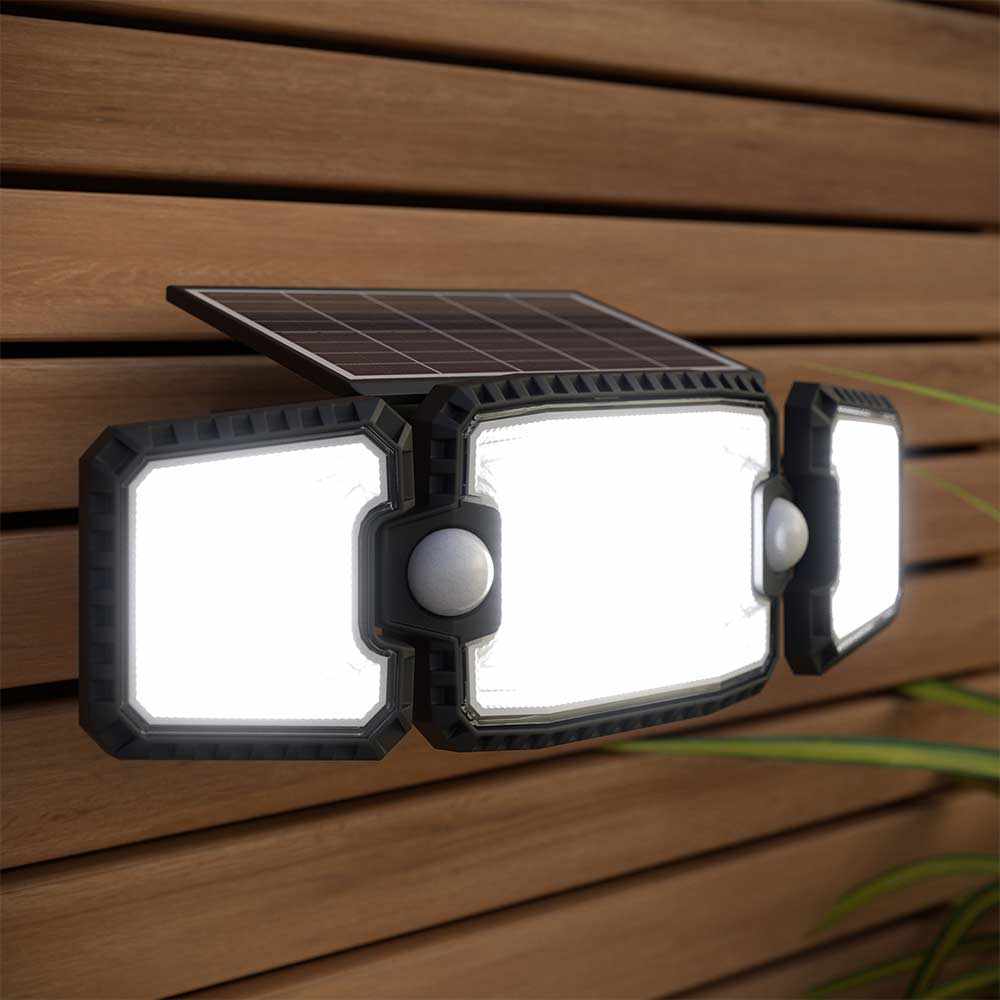 Lisslune | Solar Powered Outdoor Dover PIR Light - Dual Flood Light with Motion Sensor