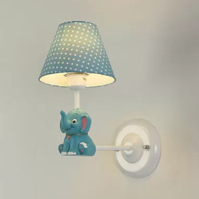 Skørter | Children's room elephant wall lamp with spot shade fabric 1 light loving wall lamp