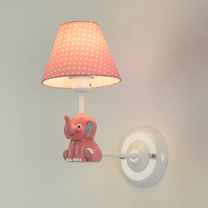 Skørter | Children's room elephant wall lamp with spot shade fabric 1 light loving wall lamp