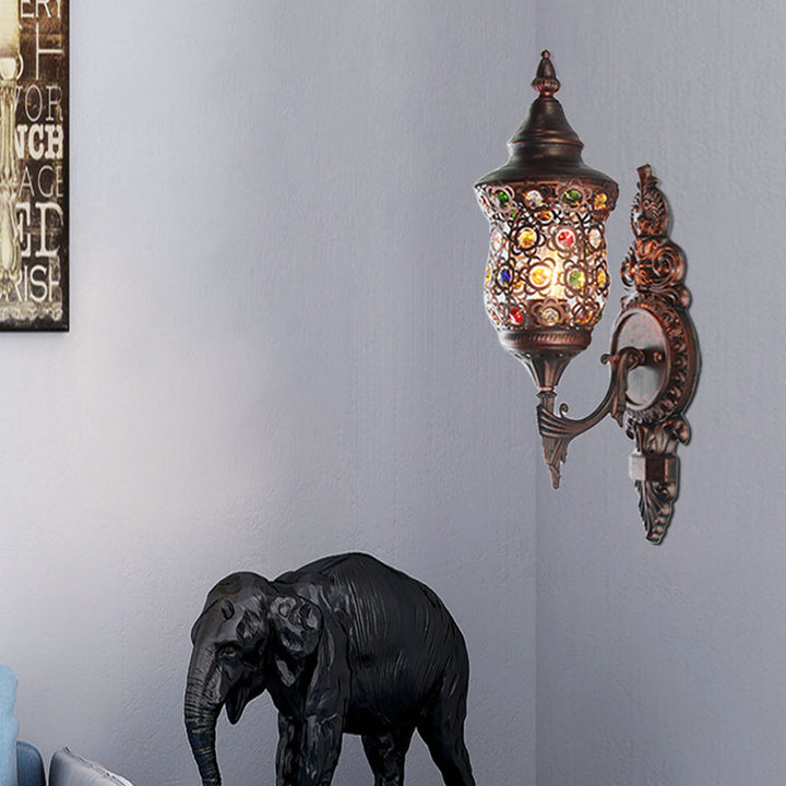 Skørter | Antique Copper Urn Wall Lamp Bohemian Metal 1 Lamp Bedroom Wall-mounted Lighting