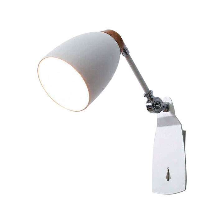 Lisslune | Black/White Rounded Wall Lighting Fixture Simple Metal 1 Head Wall Light with Switch for Study