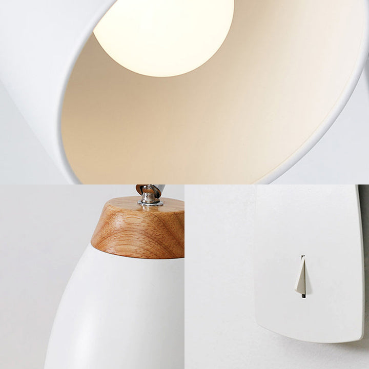 Lisslune | Black/White Rounded Wall Lighting Fixture Simple Metal 1 Head Wall Light with Switch for Study