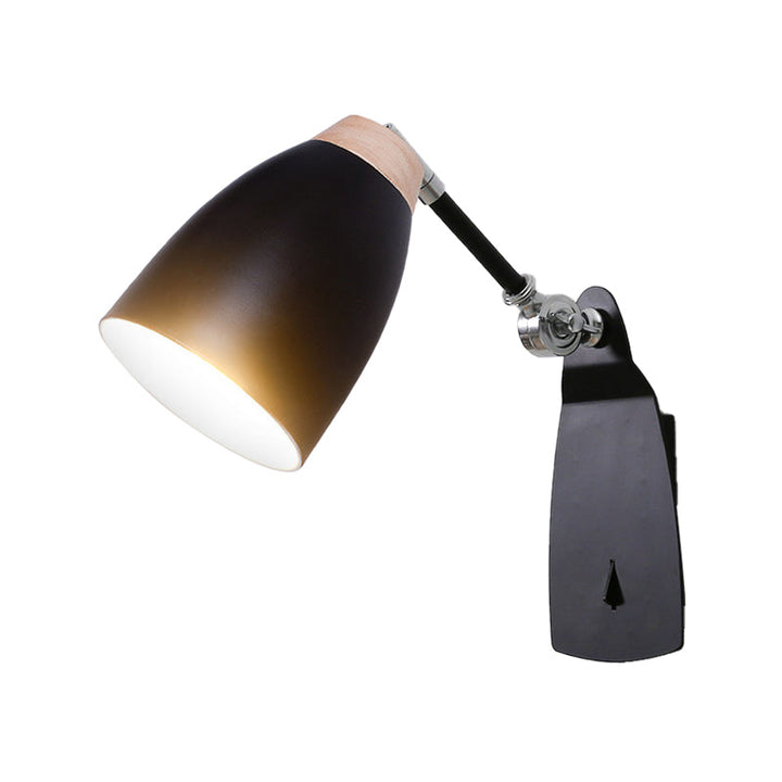 Lisslune | Black/White Rounded Wall Lighting Fixture Simple Metal 1 Head Wall Light with Switch for Study