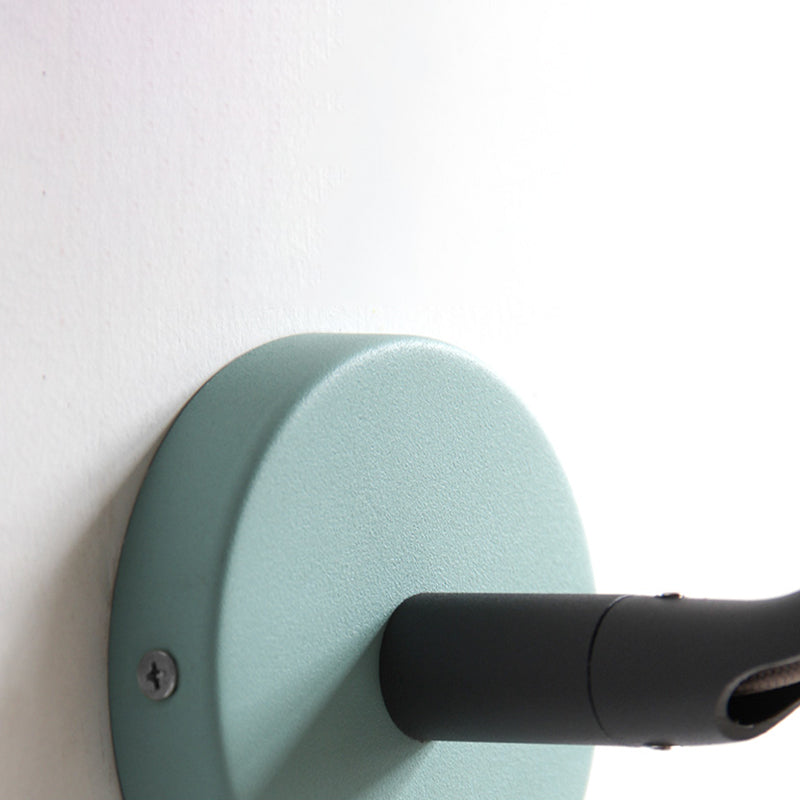 Lisslune | Cylindrical Wood Wall-Mounted Light Minimalism 1 Light Yellow/Blue/Green Wall Light for Bathroom