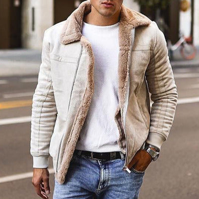 Men's Casual Lambskin Jacket in Modern Pilot Style Lisslune