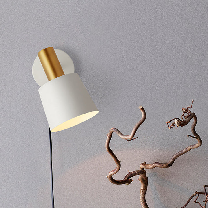 Lisslune | Metallic Drum Wall Light Modernist 1-Light Wall Mounted Lamp in White/Green for Bedroom