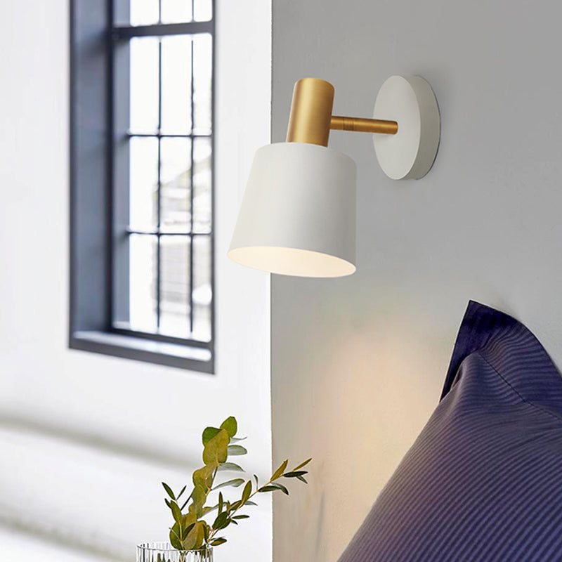 Lisslune | Metallic Drum Wall Light Modernist 1-Light Wall Mounted Lamp in White/Green for Bedroom