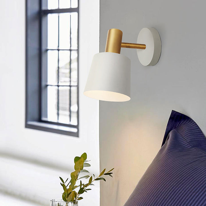 Lisslune | Metallic Drum Wall Light Modernist 1-Light Wall Mounted Lamp in White/Green for Bedroom
