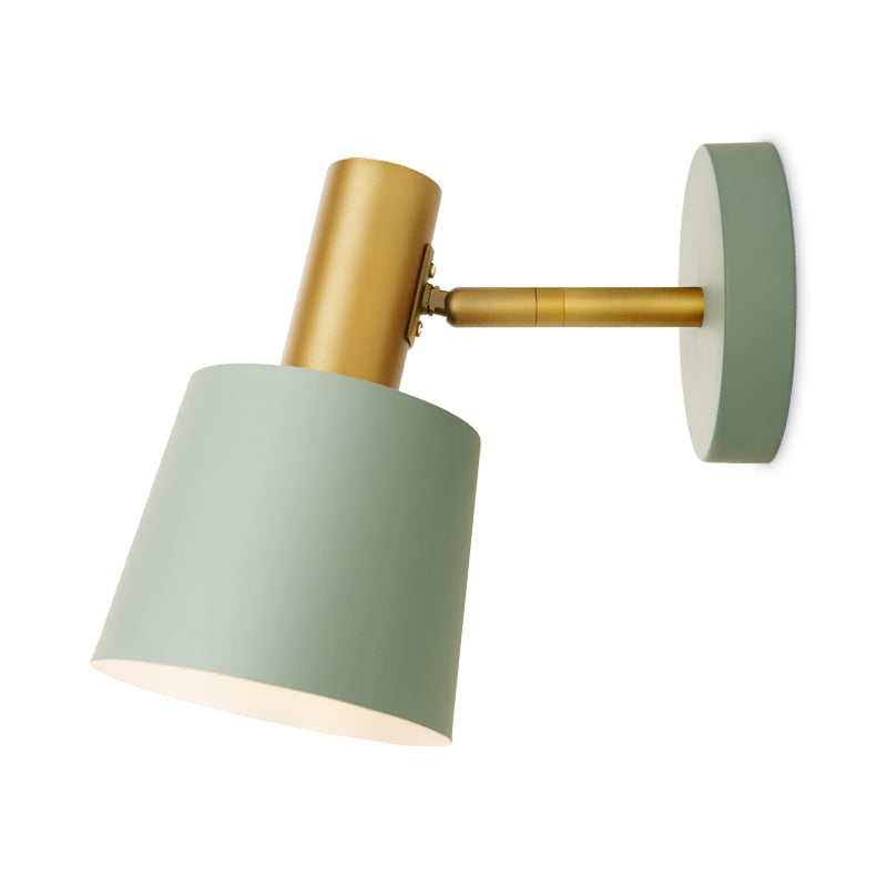 Lisslune | Metallic Drum Wall Light Modernist 1-Light Wall Mounted Lamp in White/Green for Bedroom