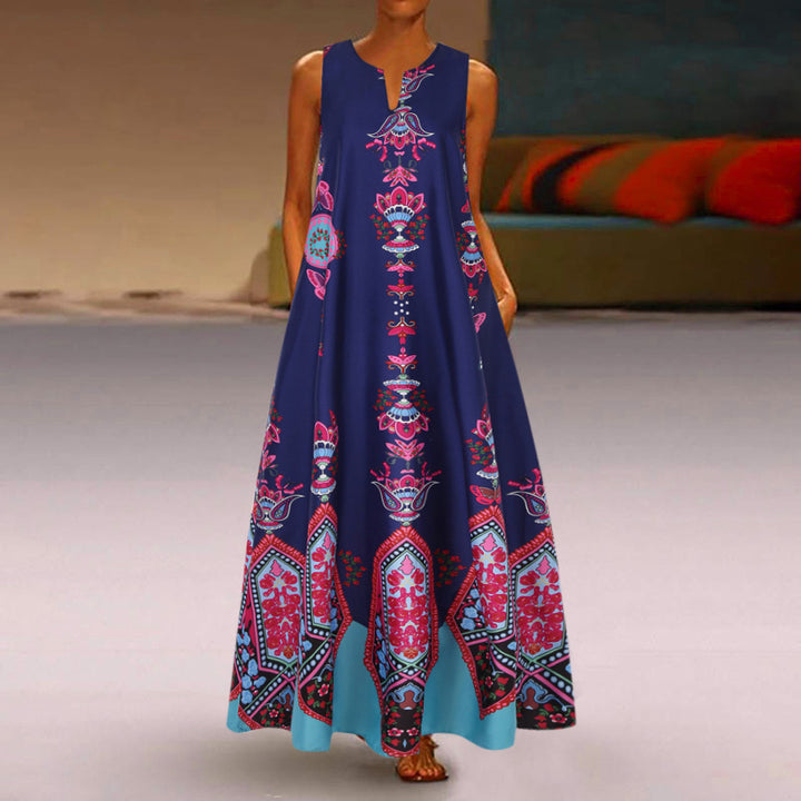 Women's maxi dress with floral design and flared hem Lisslune