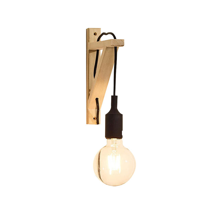 Skørter | Single Exposed Bulb Wall Mounted Lamp Stock Black/Gray/Red Silicone Wall Light with Wood Triangle Holder