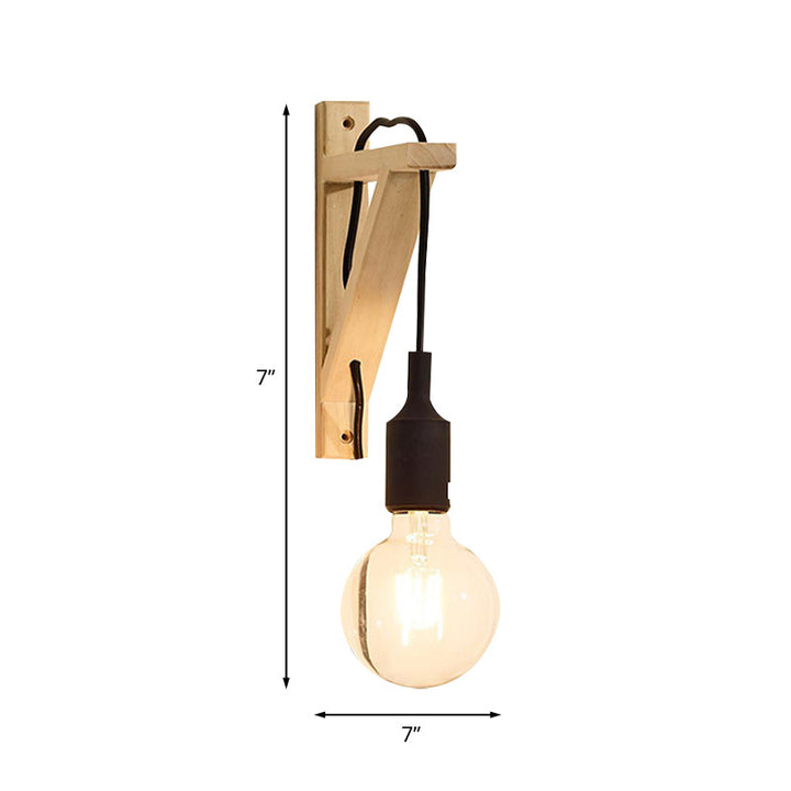 Skørter | Single Exposed Bulb Wall Mounted Lamp Stock Black/Gray/Red Silicone Wall Light with Wood Triangle Holder