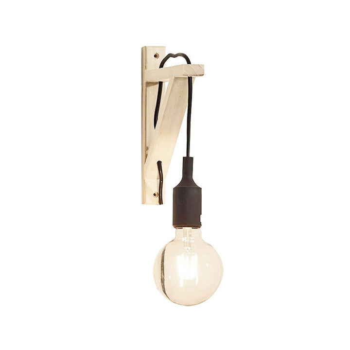 Skørter | Single Exposed Bulb Wall Mounted Lamp Stock Black/Gray/Red Silicone Wall Light with Wood Triangle Holder