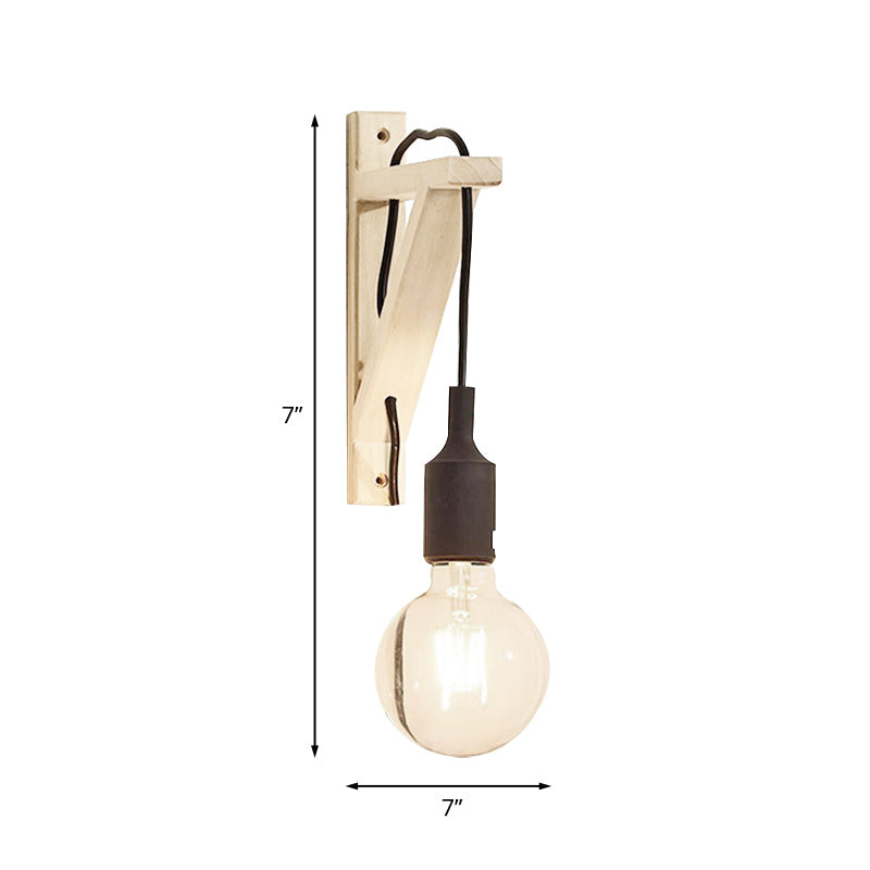 Skørter | Single Exposed Bulb Wall Mounted Lamp Stock Black/Gray/Red Silicone Wall Light with Wood Triangle Holder