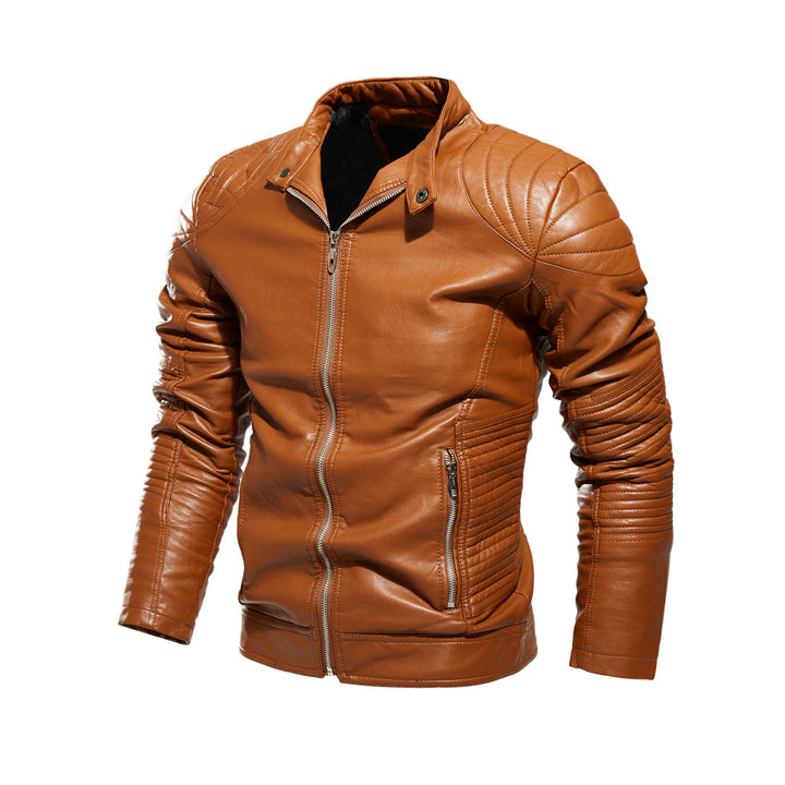 Men's biker jacket made of intricately crafted leather with distinctive quilted details and practical pockets Lisslune