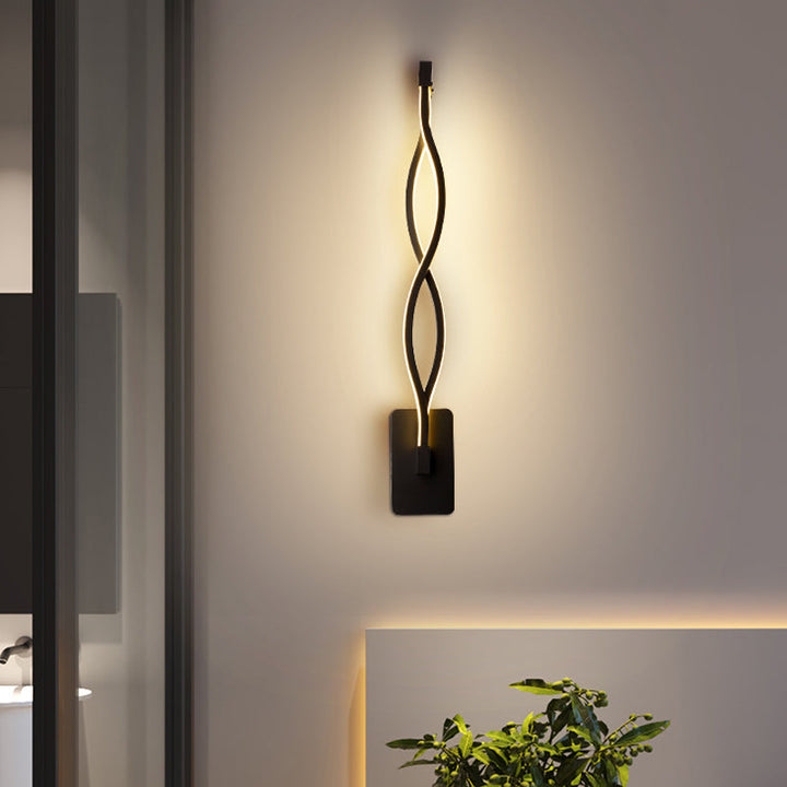 Lisslune | Stranded Stair Wall Lighting Ideas Metal Minimalism LED Wall Light in Warm/White Light, Black/White