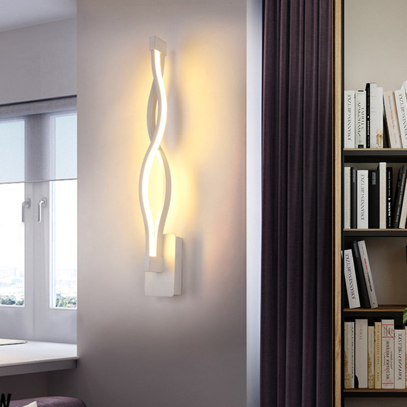 Lisslune | Stranded Stair Wall Lighting Ideas Metal Minimalism LED Wall Light in Warm/White Light, Black/White