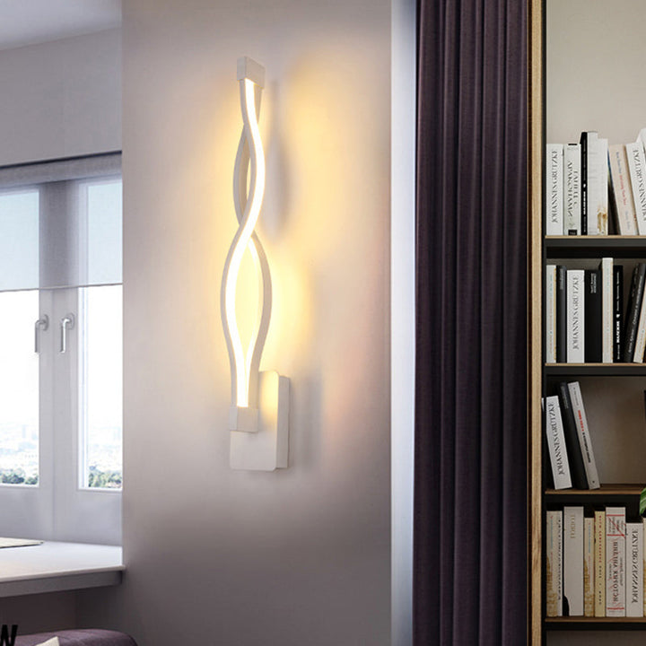 Lisslune | Stranded Stair Wall Lighting Ideas Metal Minimalism LED Wall Light in Warm/White Light, Black/White