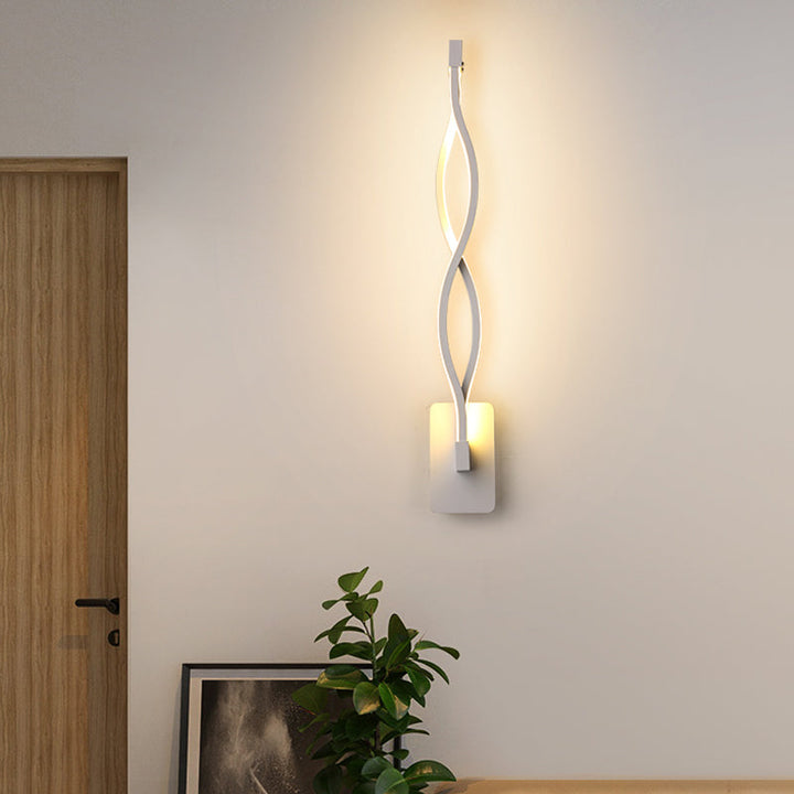 Lisslune | Stranded Stair Wall Lighting Ideas Metal Minimalism LED Wall Light in Warm/White Light, Black/White